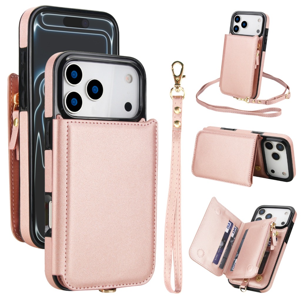 Leather Wallet Card Holder Phone Cover - Crossbody Leather Wallet Phone Case For