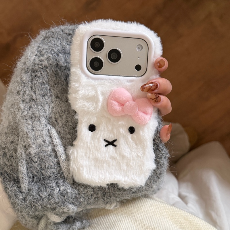 Cute cartoon White Fluffy fur  - огляд і ціна Cute Cartoon Wrist Strap Silicone Case