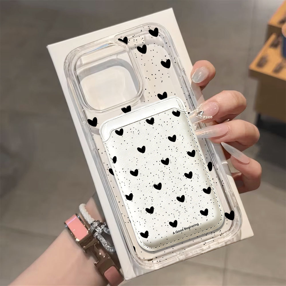 Full screen Polka Dot Heart Fo - огляд і ціна Leather Wallet Card Holder Phone Cover